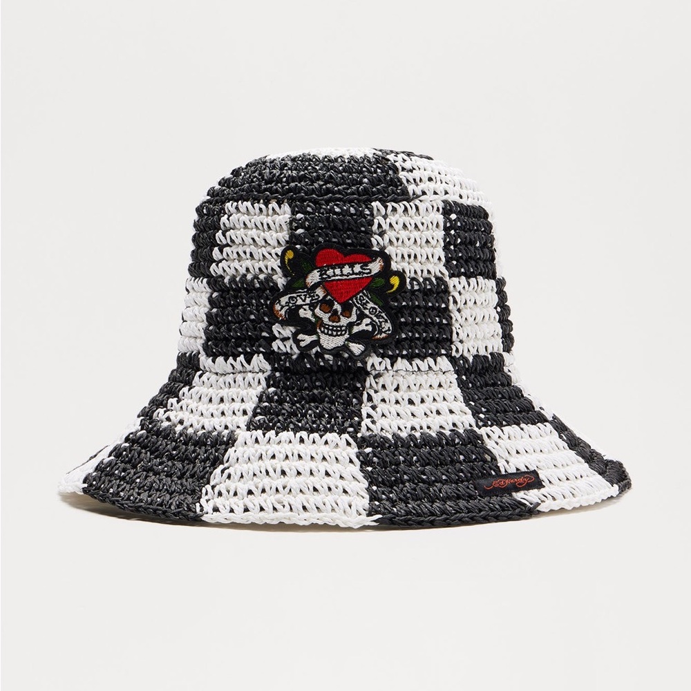 Ed Hardy Black and White Checkered Hat
